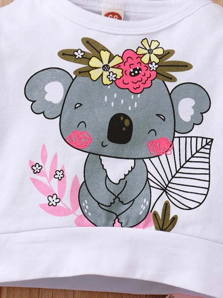 Pantalon prowow 324m bébé vêtements de fille ensemble tshirts et pantalons de koala blanc