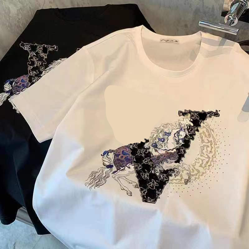 Summer new T-shirt Fashion simple men women round neck casual short sleeve trend Black white tiger pattern half sleeve wholesale clothing letters pure cotton D17