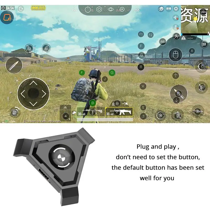 GamePads Metermall PUBGモバイルゲームパッドコントローラーゲームキーボードマウスコンバーターAndroid電話用PC Bluetoothアダプタープラグアンドプレイ