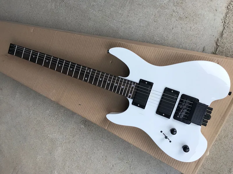 Guitar White Headless Lefthanded Electric Guitar SSH Pickups Tremolo Rosewood Fretboard Black Hardware Provide Customized Services