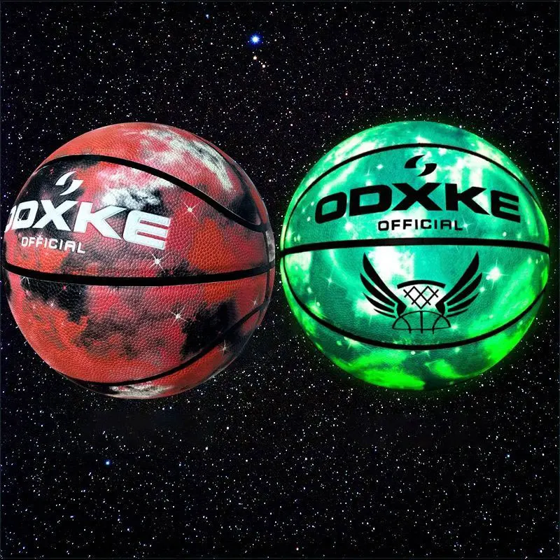 Basketball Pu Glow dans le basket-ball sombre streetball lumineux streetball imprimé élégant ballon de basket résistant pour un cadeau d'anniversaire