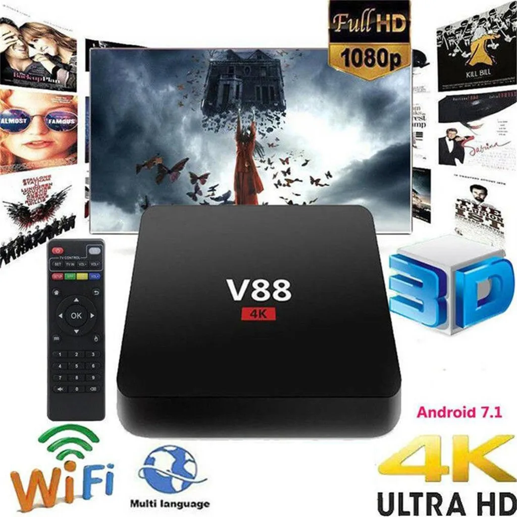 Box Home Theater V88 RK3229 SMART TV SOTEPOP CAIXO DE CAIXA 4K Quadcore 8GB WiFi Media Player TV Box Smart HDTV Box Aplica -se ao Android#