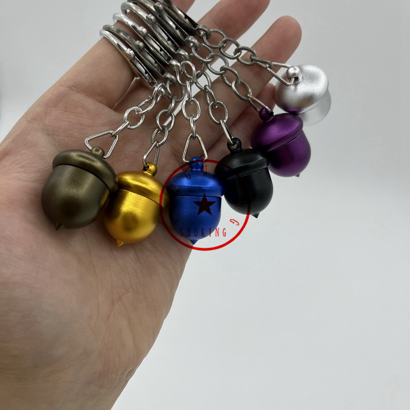 Mini Colorful Smoking Aluminium Alloy Acorns Shape Storage Container Snuff Bottle Pill Spice Miller Herb Tobacco Case Pill Stash Keychain Cigarette Holder DHL