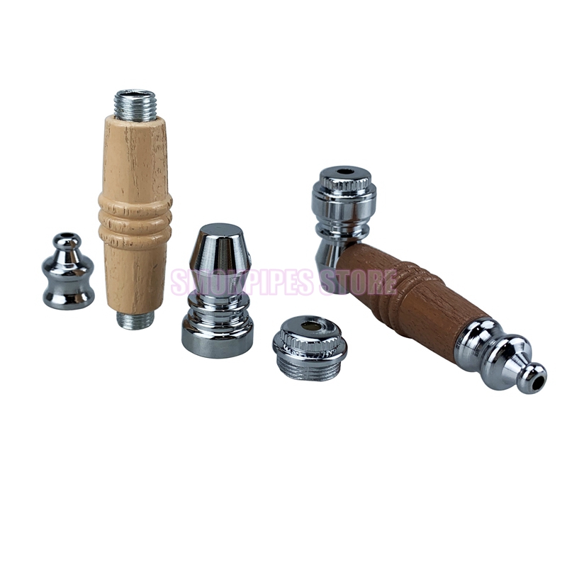 Dernier filtre en alliage en alliage zinc coloré Pipes d'écran en argent naturel manche en bois naturel portable mini-pipepes à main sèche tabac à tabac pour fumer du support de cigarette DHL