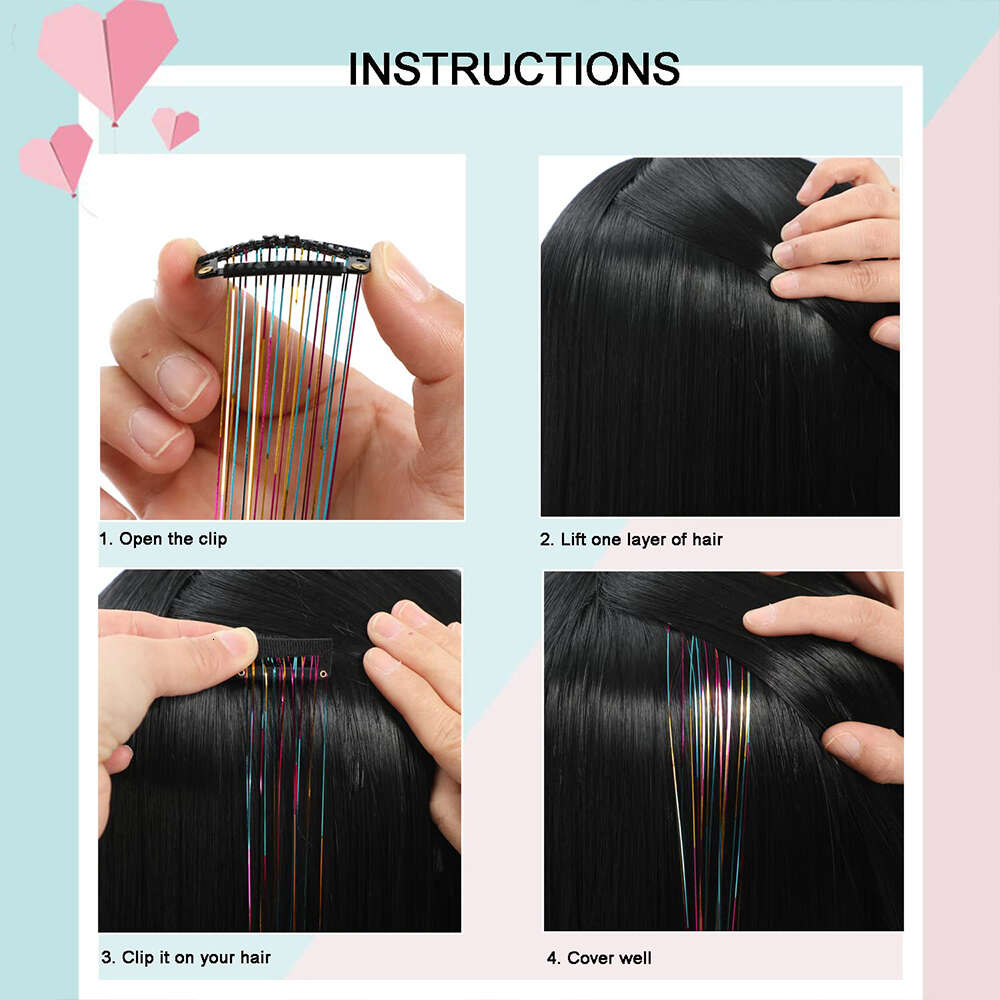 Shiny Threads Tinsel Kit Gold Silk Hair Glitter String Extensions Accessories for Women Headdress
