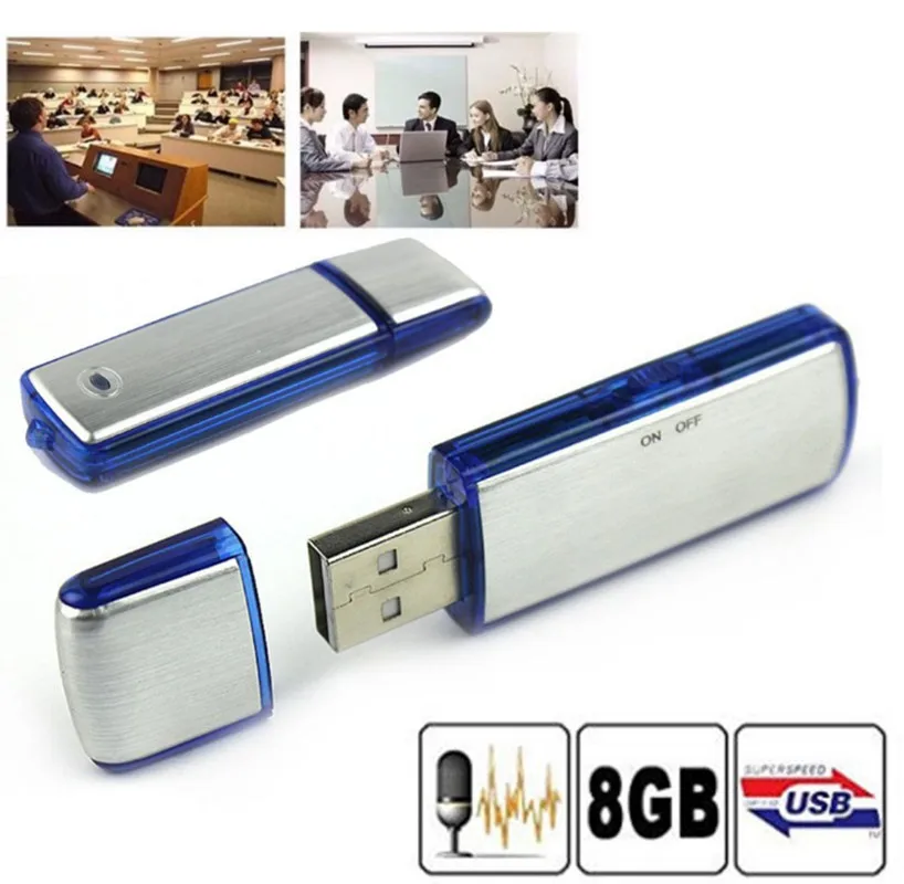 Inspelare 8GB Digital Audio Voice Recorder Pen USB Dicafon Recorder Uppladdningsbar konferens Flash Drive Mini Recorder