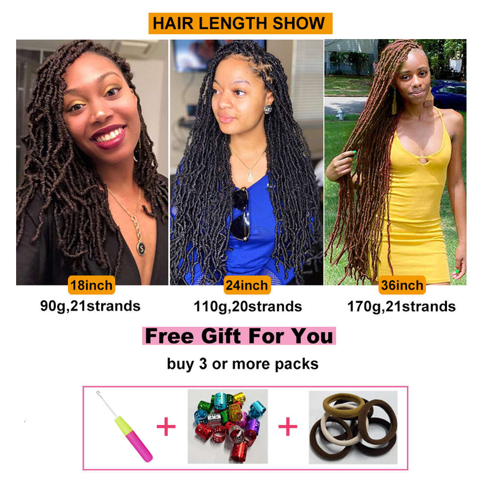 Mtmei Faux Curly Wave Soft Locs Crochet Braids 18 24 36 Inch Pre Looped African Locks Hair Extensions