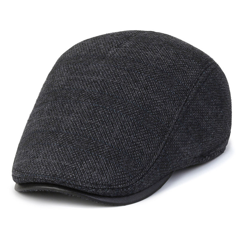 Autumn and Winter Men's Beret Warm Protective Ear Tweed Cap Sunshade Cotton Cap Octagonal Cap Old Man Forward Cap Painter's Cap