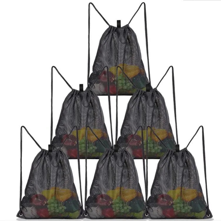 Home Storage Bags Reusable Shopping Bag Fruit Vegetables Grocery Shopper Tool Mesh Fabric Drawstring Sack