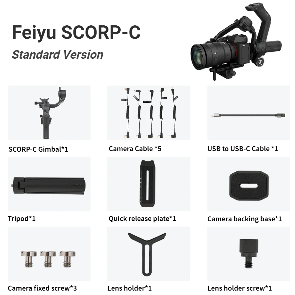 Gimbal Feiyutech Resmi Feiyu Scorp Serisi Scorpc Elde Gimbal 3axis Stabilizatör Tutucu DSLR Kamera Sony/Canon