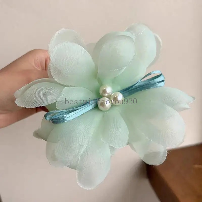 Frühling Sommer neuer großer bunte Blumenhaarclip mit Perle für Frauen Prinzessin Kopfschmuck Hai Haarnadel Mädchen Haarzubehör Accessoires