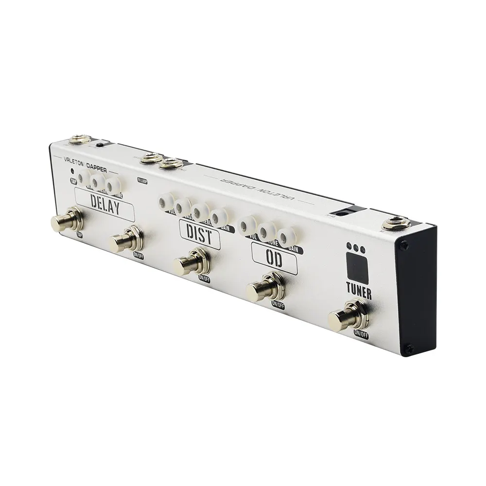 PEGS VALETON MULTI EFEITOS Pedal Pedal Dapper Série 4 em 1 Pedal de guitarra com Model Tuner Overdrive Distorção Efeito de atraso VES1