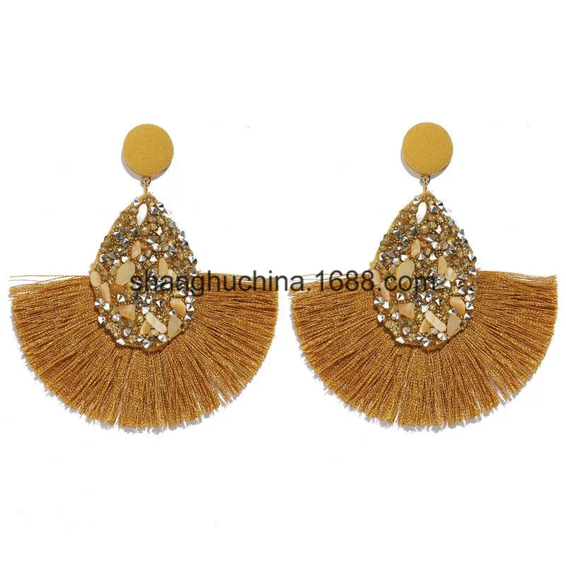 New Drop Shape Tassel Earrings for Women Pendientes Dangle Pendientes Mujer Moda 2023 Boho Indian Jewelry Bohemian Earrings