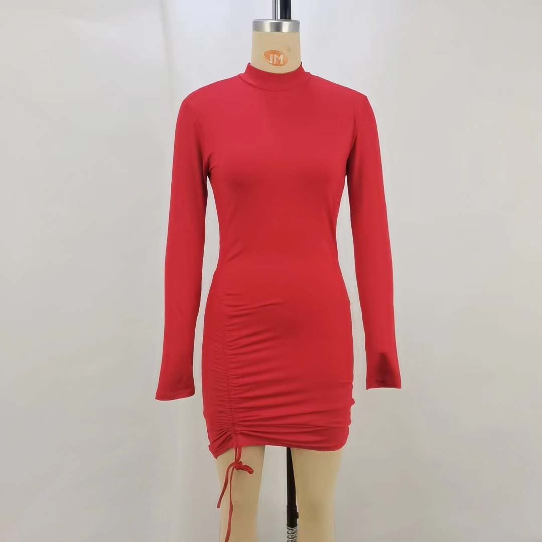 Hip Party Club Fall Spring Basic Long Sleeve O Neck Mini Bodycon Dress