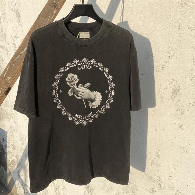 Siyah Tişörtlü Erkekler Kadın En İyi Kalite Gündelik Dijital Baskı Vintage Tee Tops