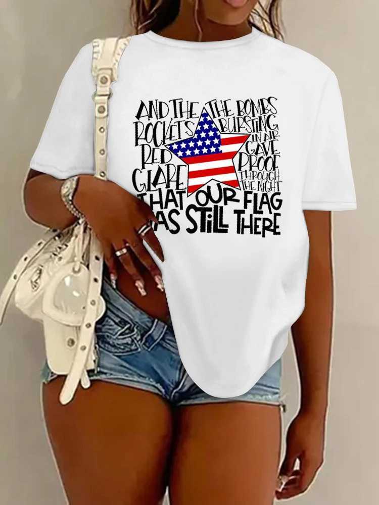 Dames t-shirt plus size casual t-shirt dames plus cartoon figuur letter print korte mouw ronde nek lichte stretch t-shirtl2403