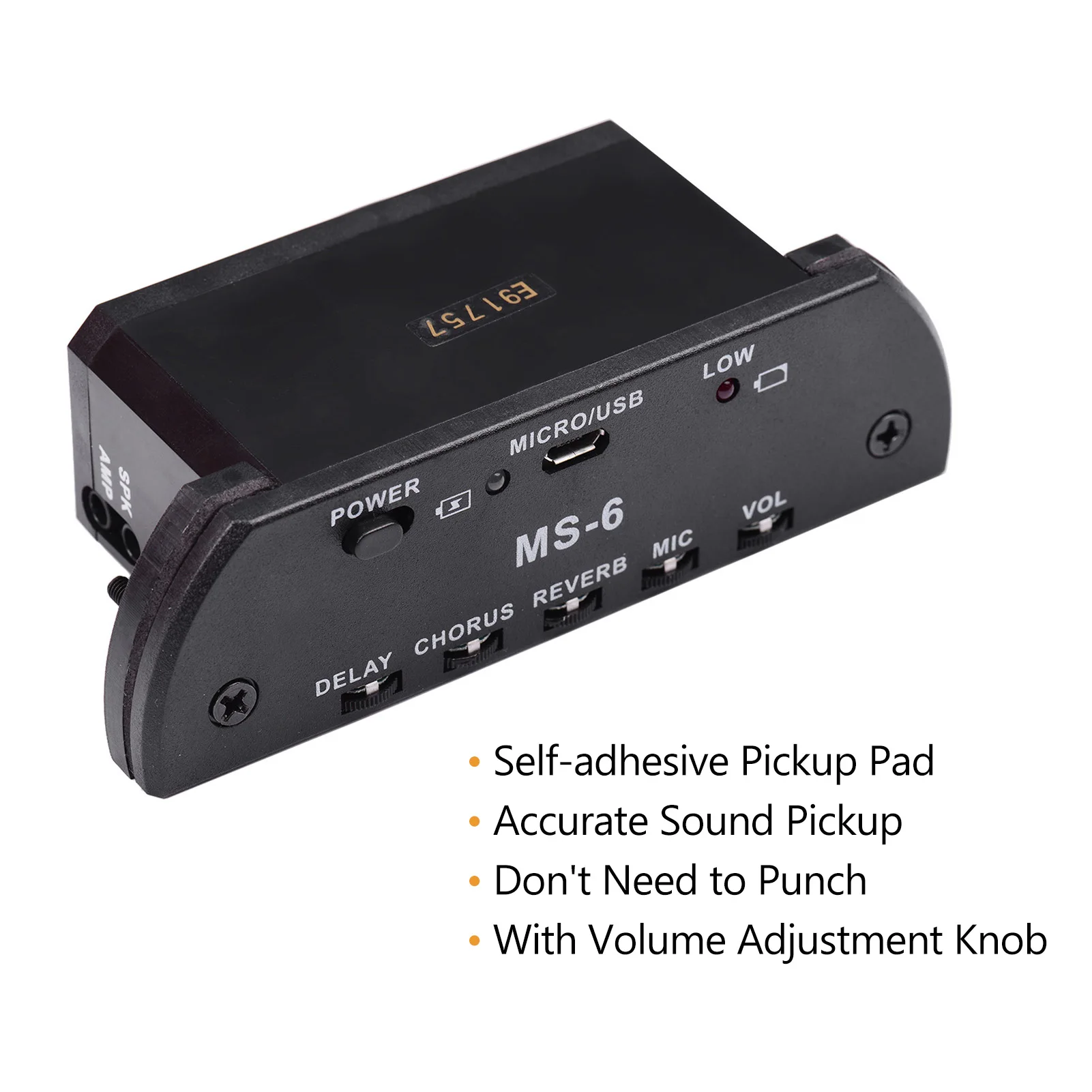 Guitar Acoustic Guitar Pickup Resonance Pickups Preamp System with Rechargeable Battery for Acoustic Guitar Adjustment for Microphone