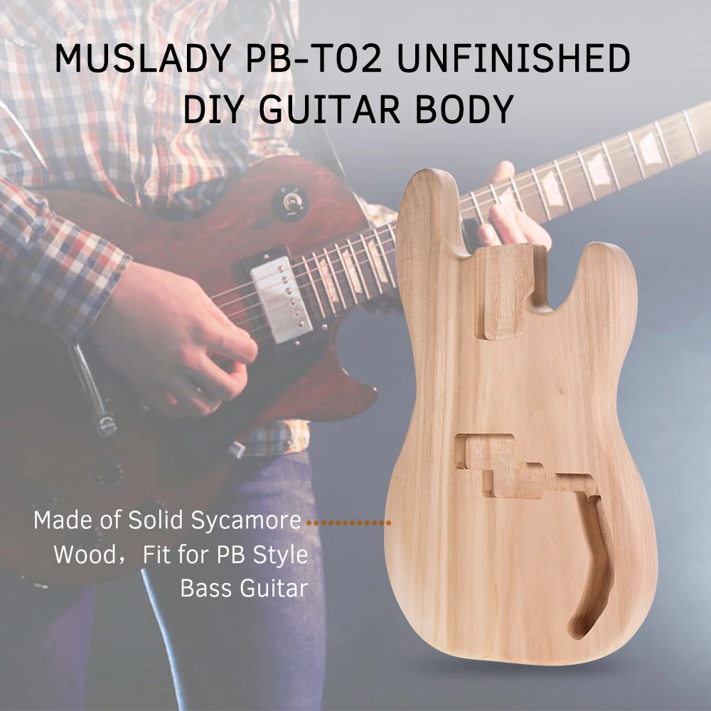 Guitar Muslady PBT02 Unfinished Electric Guitar Body Sycamore Wood Blank Guitar Barrel for PB Style Bass Guitars DIY Parts