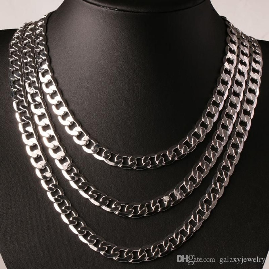 Yhamni Original 925 Silver Vintage Chain Necklace Men smycken 8mm modeuttalande halsband Hela sidhalsbandet YN0342103