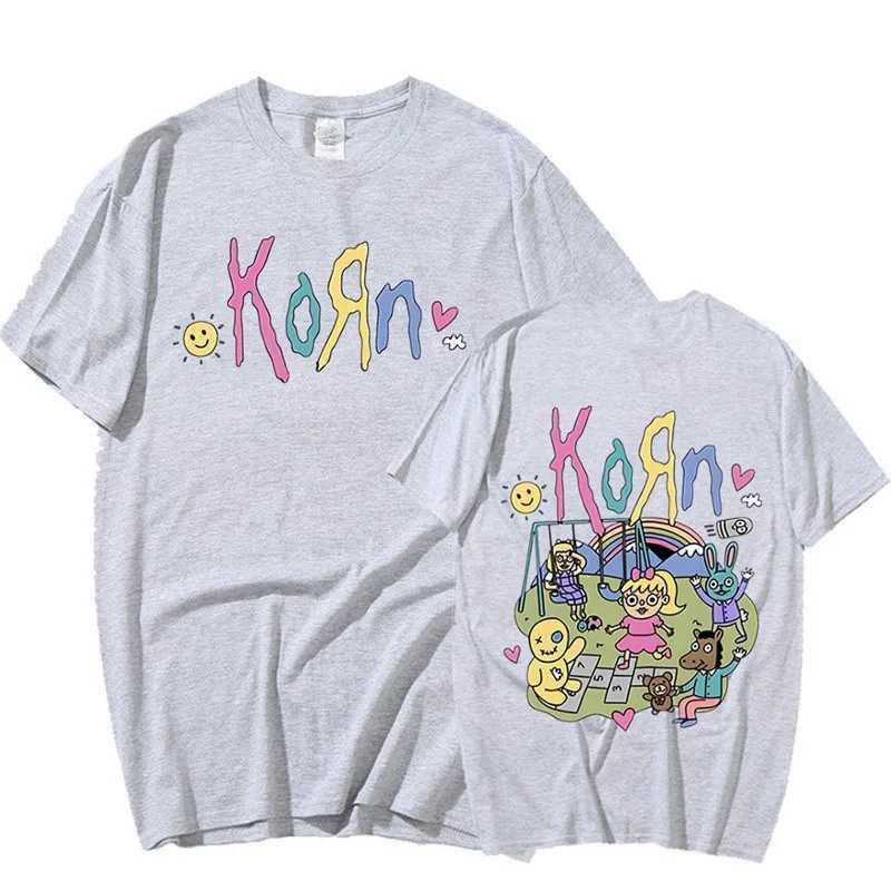 Women's T-shirt Korn Rock Band Music Album T Shirt Women Men Vintage Metal Gothic Plus Size T-shirt Streetwear Summer Short Sleeve Cotton Tshirtl2403