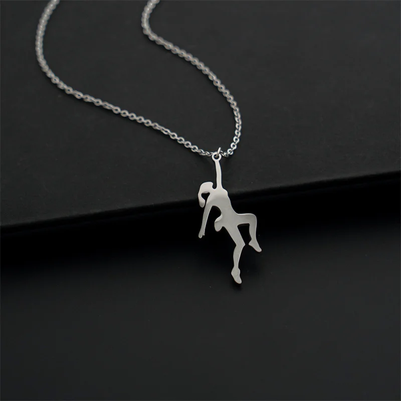 Migne déesse de roche grimpant montagne girl collier en acier inoxydable boy héros grimpeur humanoïde pendant clicule couloir pour randonnée voyage en plein air sports