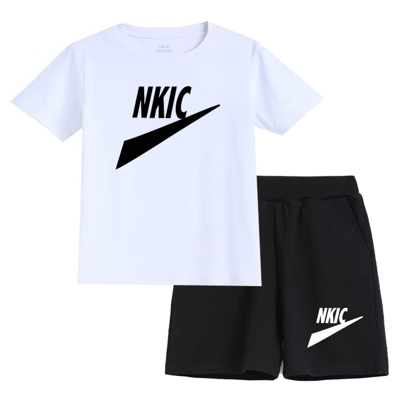 Summer Kids Brand letter printing Clothes Sets Children Sports Style Tracksuits 100% Cotton Blue T-shirts and Shorts Boy and Girl Outfits Suits