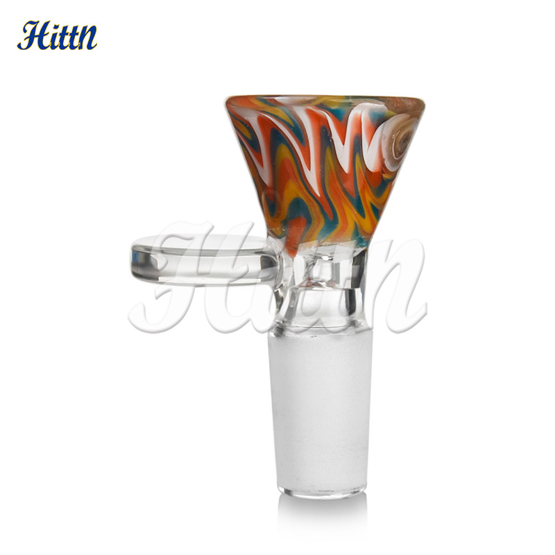 Grossist 14mm skål amerikansk färg hand blåst rök bong ört fast blomma skålbit för glas vatten rör bägare bong dab rig olje rigga slumpmässig färg