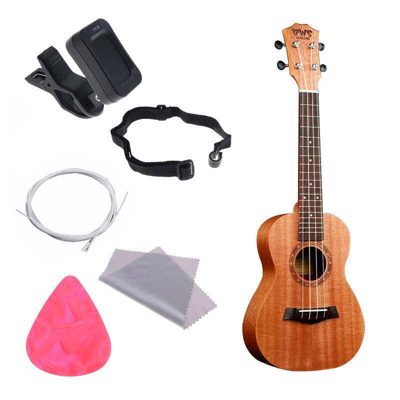 Kablolar 23 inç konser tam kit ukulele ahşap hawaiian dört string gitar maun ahşap ukulele Noel hediyeleri
