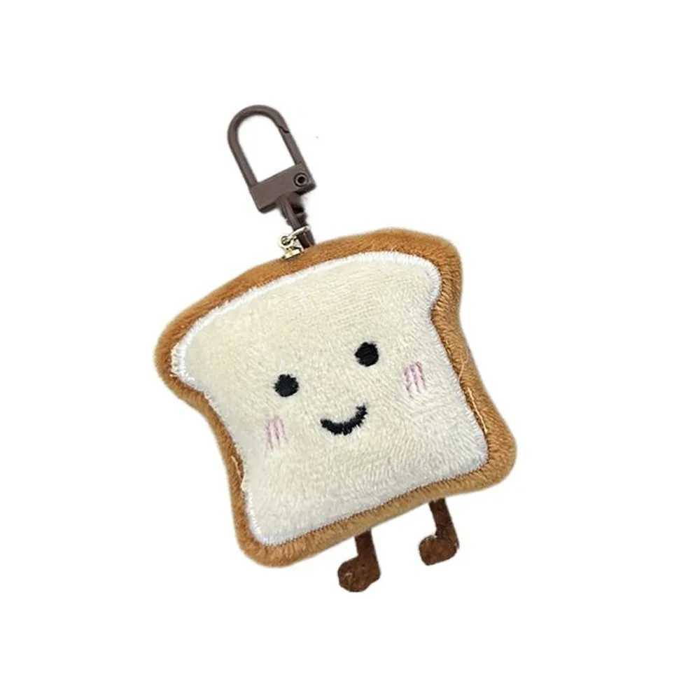 Keychains Lanyards Toast Bread Plush Bread Keychain Ins Decoration Charm Söt nyckelkedja Kawaii Cartoon Bread Keyring Ryggsäck Pendant