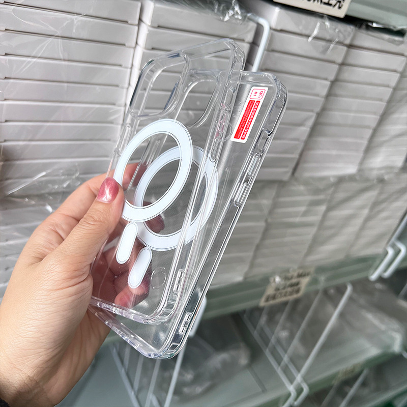 iPhone 14 13 12 11 15 Pro Max Magsafe 자기 무선 충전 애니메이션 케이스 소매 패키지가있는 Clear Phone Case