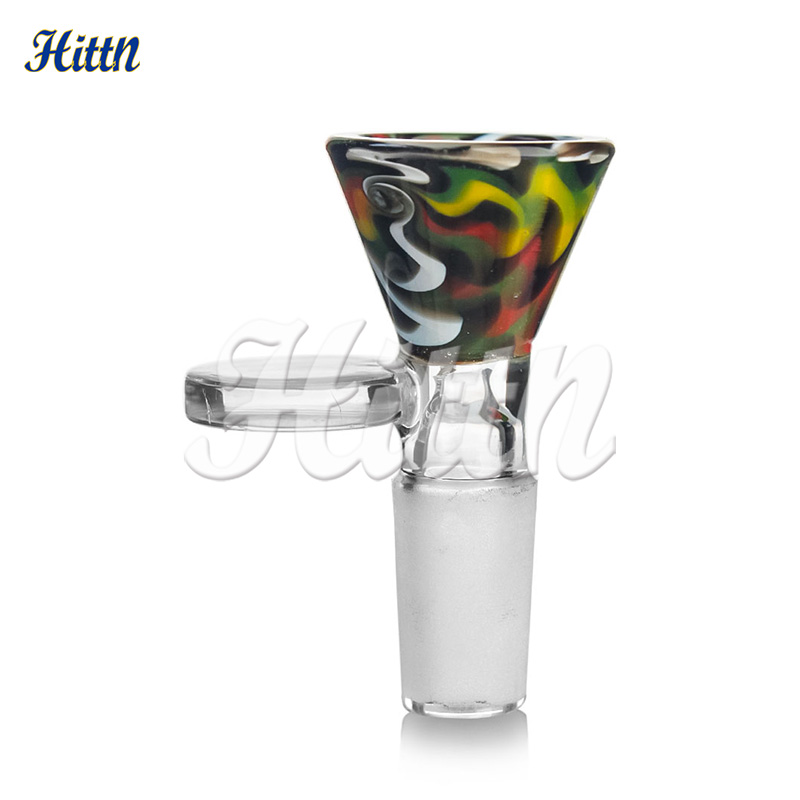 Grossist 14mm skål amerikansk färg hand blåst rök bong ört fast blomma skålbit för glas vatten rör bägare bong dab rig olje rigga slumpmässig färg