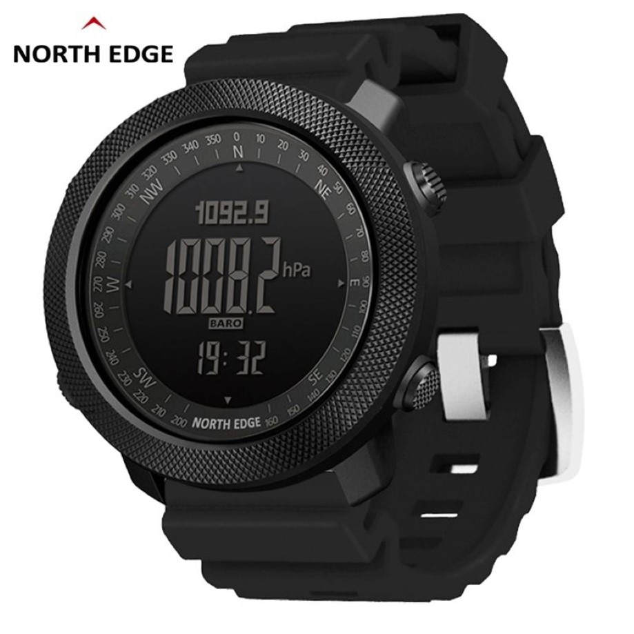 North Edge Altimeter Barometer Compass Men Digitala klockor Sport Running Clock Climbing vandringsursur Vattentät 50m 220421311r