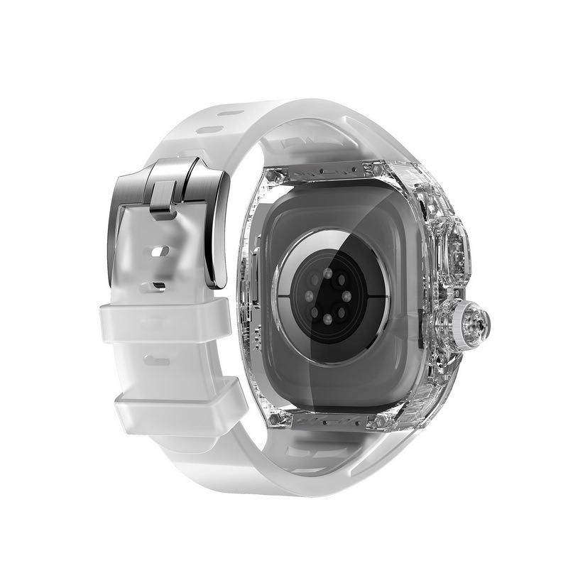 IWATCH 스트랩 Ultra2 Generation 49mm의 경우 Apple Watch 스트랩 투명 사례 반투명 실리콘 수정 케이스.