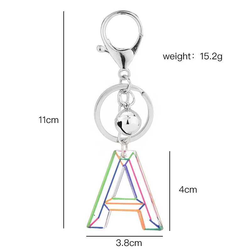 Keychains LETTERES LETTRE PENDANT Keillettes Résine Chaînes clés Anneaux pour femmes Migne ACRYLIC GLITTER COURT DU PORTE