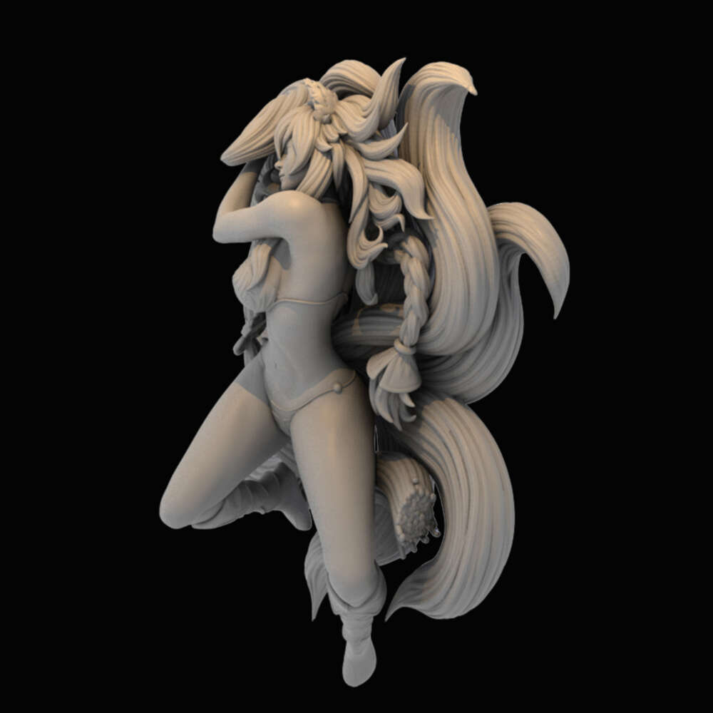 Anime Manga 1/24 75mm Scale Model Kit Miniatures GK E-sports Game Nine-tailed Fox Ali Unassembled and Unpainted Resin Character Amatoys