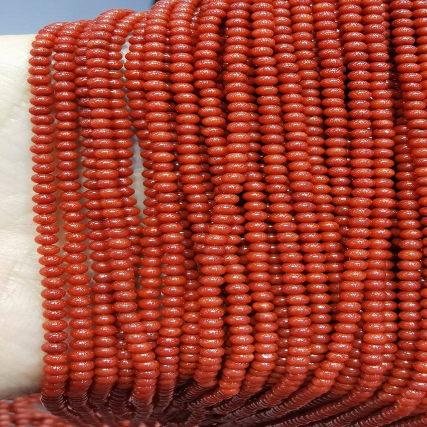 5strands Genuíno coral vermelho raro liso contas redondas de pedra natural pedras preciosas 3-4mm 16innch314i