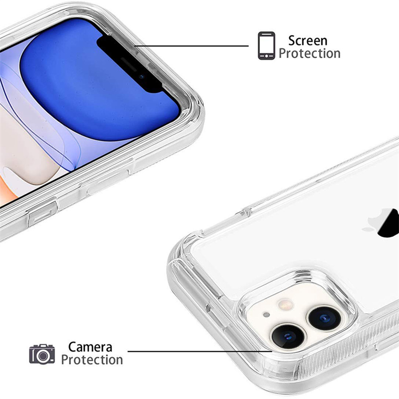 3 na 1 szt.+TPU Clear Wytrzymały obrońca obrońca szoku dla iPhone'a 15 14 Plus 13 12 11 XS Pro Max Samsung Galaxy S24 S23 S22 Ultra Plus A53 A33 A13 A03S Zakłada na zderzak