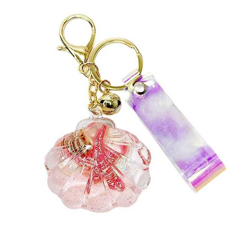 Keychains Lanyards Spot Goods in Seconds Acrylic Oil Marine Life Keychain Pendant Shell Quicksand Floating Bottle Accessories
