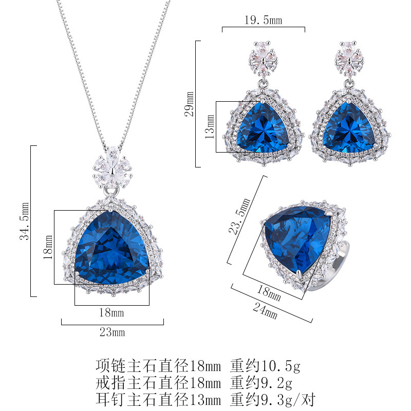 New 18K Gold Plated Luxury Jewelry Set Designer Jewelry Set Sapphire Pendant Necklace Earrings Ring Party Holiday Prom Date Photography Fashion Accessories