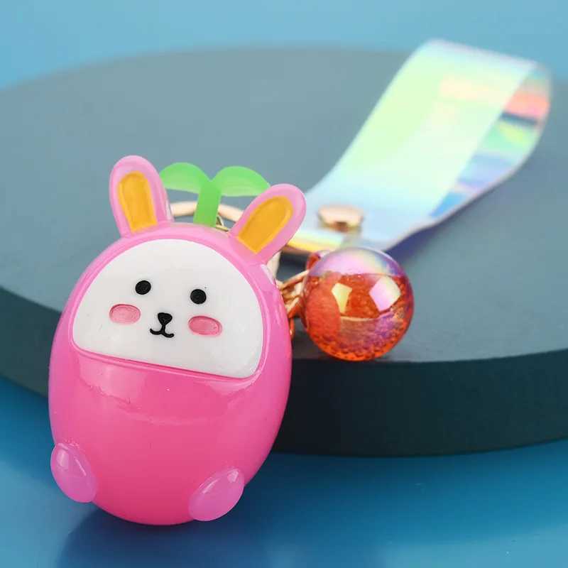 Keychains Lonyards Creative Cartoon Resin with lampe arbre bud lapin kelechain mignon fille coeur lapin pendentif scolaire petit cadeau