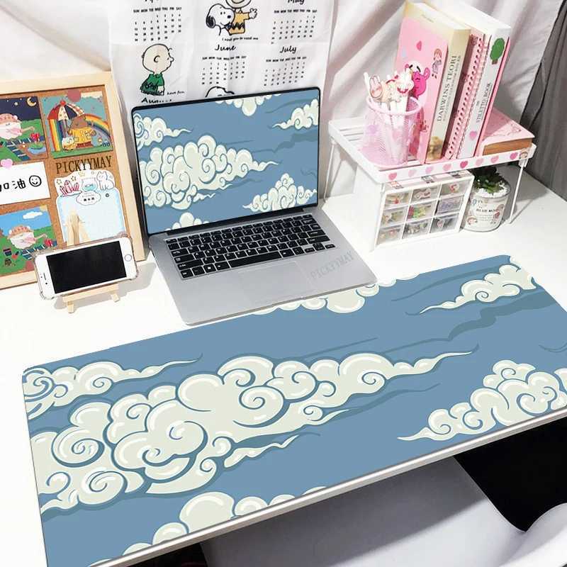 Mouse Pads Wrist Rests Pixel Sence Mouse Pad Pink Clouds Large Gamer Mousepad Keyboard Mat XXXL Mouse Mats 40x90cm Rubber Desk Pad Design Desk Rug