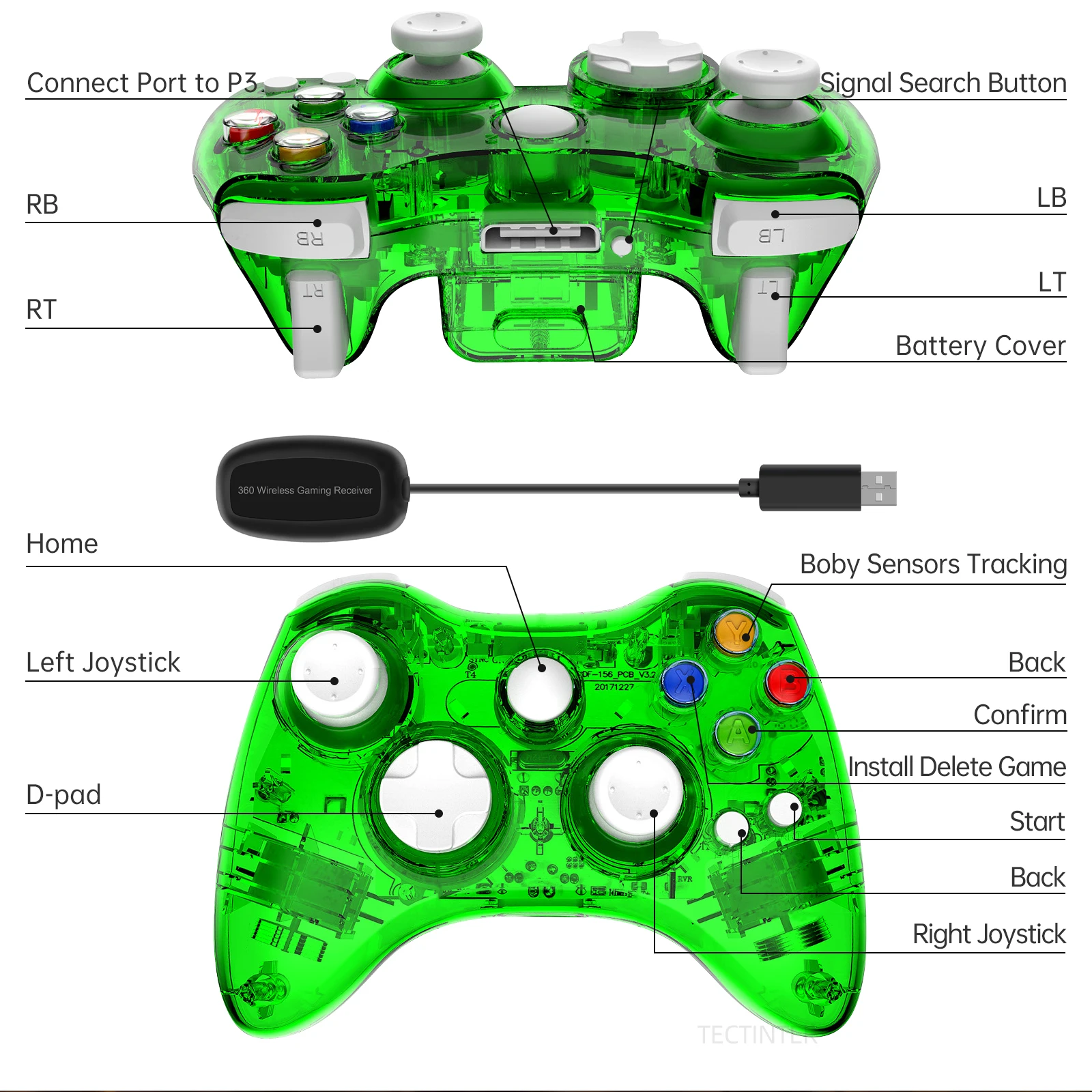 GamePADS Wireless GamePad för Xbox 360 -konsol 2.4G Dual Vibration Game Controller för Xbox 360 Slim för PC Windows 7/8/10 Joystick