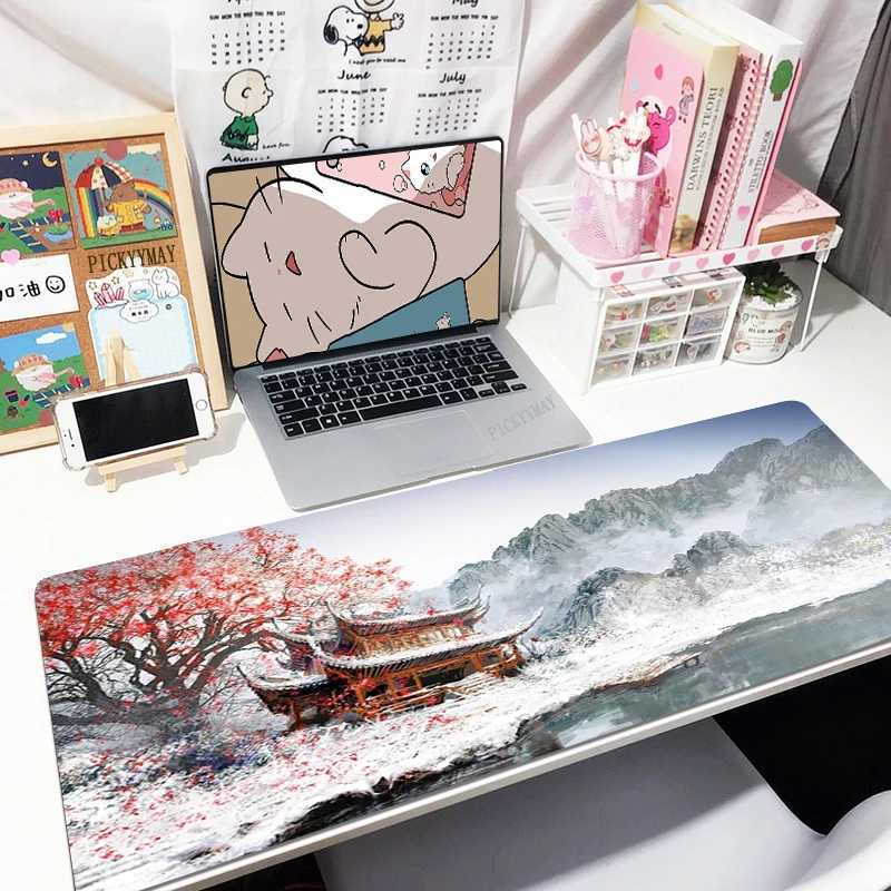 Tampons de souris poignets repose SAKURA 80x30cm xxl Lock Edge Mousepads Cherry Grand jeu Mousepad Clavier Mattes Mattes de souris PAD BEST BEST PAUT