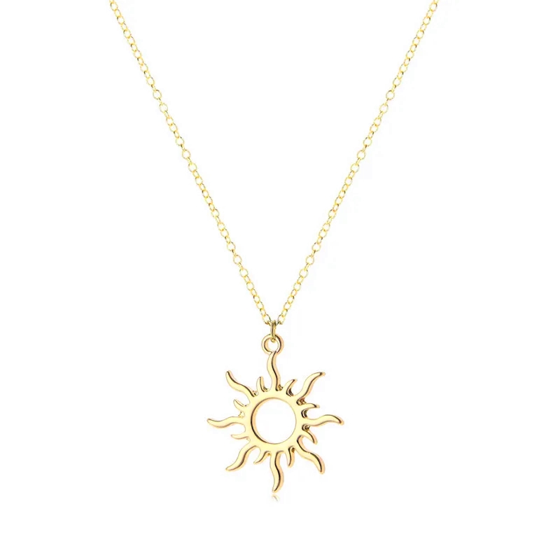 Migne Moon Sun Goddess Sunlight Pendant Collier Sunshine en acier inoxydable Clavicule Choker pour mère petite amie Femme Femme Chaîne Ourtdoor Bijoux Cadeau