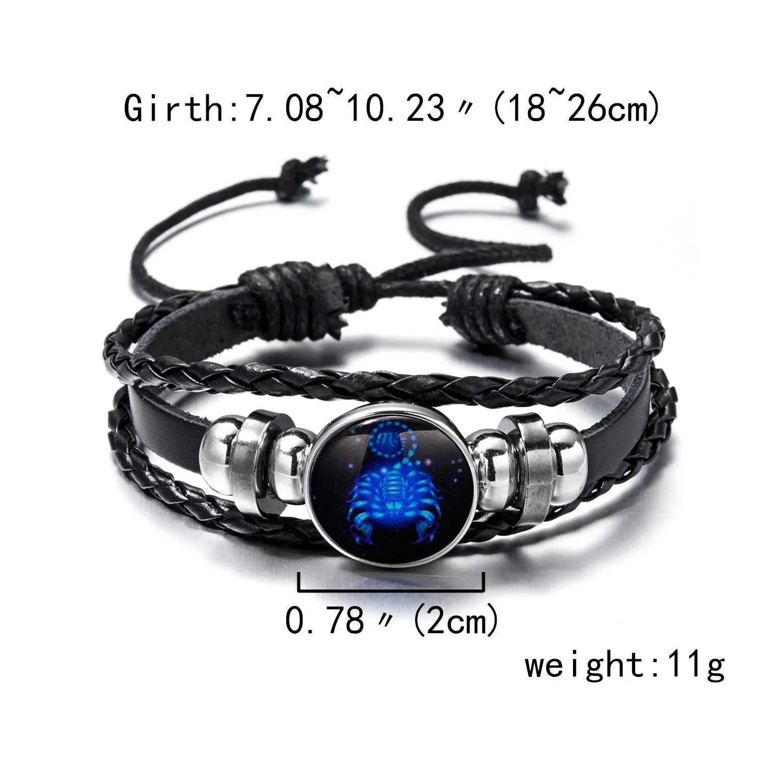 Other Bracelets 12 Constellation Zodiac Sign Charm Luminous Bracelets Men Women Vintage Multilayer Wrap Leather Bracelet Bangle Birthday GiftL240415