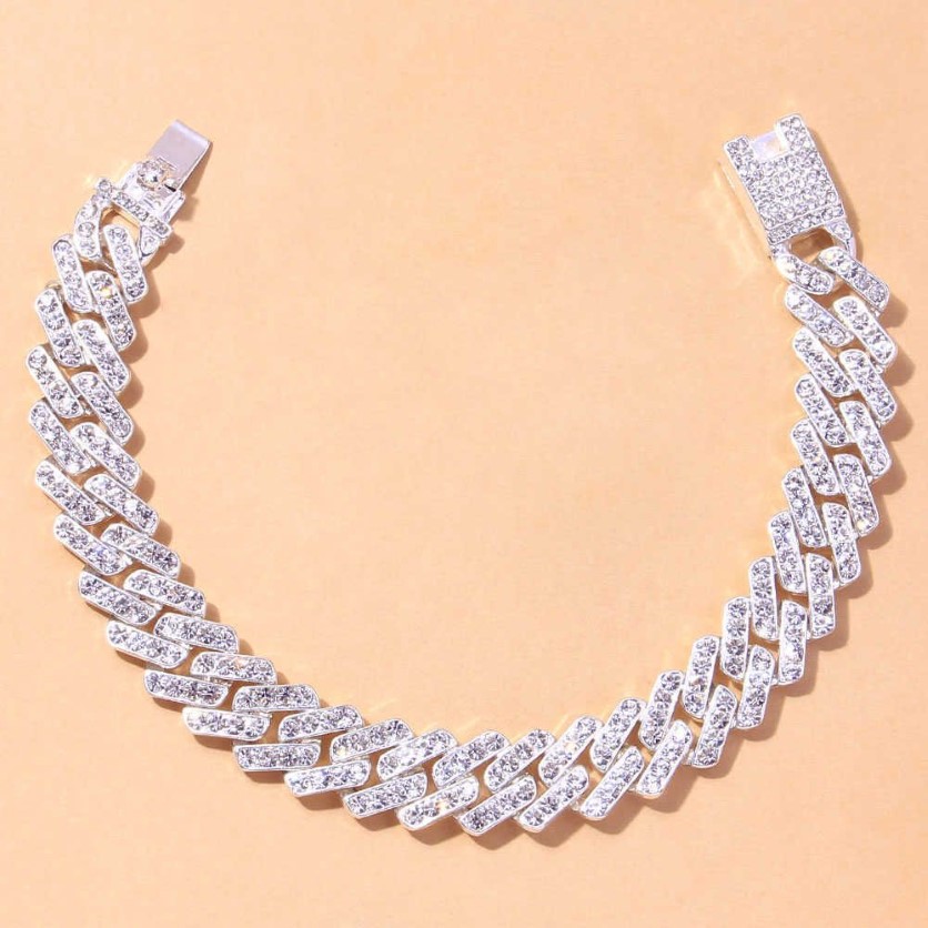 Punk miami 12mm cubano anklet para mulheres bracelete link cadeia gelo fora de jóias de tornozelas de cristal de cristal integral 2110182644