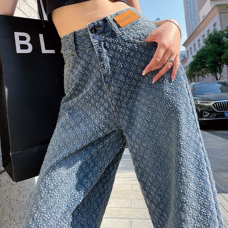 New women high waist ripped denim jeans wide leg loose long pants trousers XSSMLXLXXL