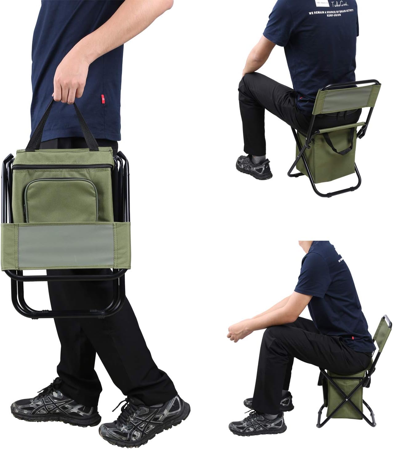 Fishing Chair with Cooler Bag Foldable Compact Fishing