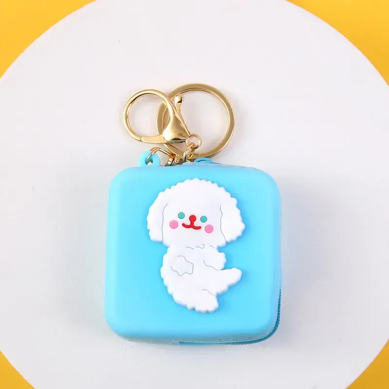 Coin Purses Bag Keychains Silicone Wallet Key Chains Rings Fashion Animal Rabbit Dog Daisy Flower Rainbow Strawberry Keyrings Accessories Jewelry Gifts