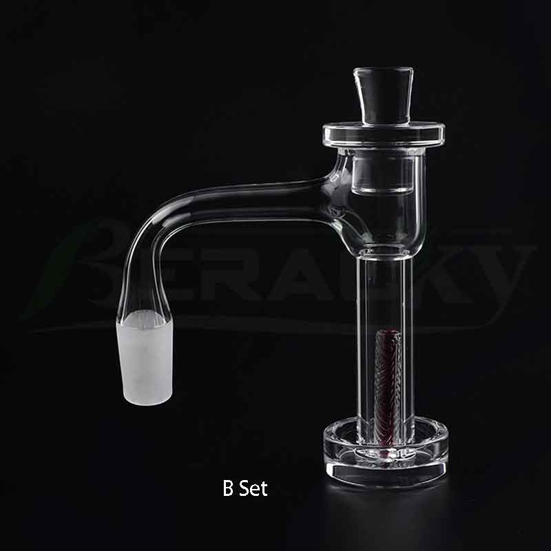 Beracky Two Styles Full Weld Smoking Control Tower Terp Slurper Quartz Banger With Quartz Cap Ruby Quartz Pillars Beveled Edge Seamless Quartz Nails For Bongs Rigs